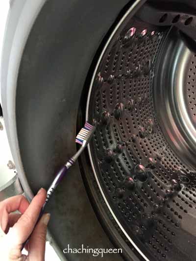 Learn how to clean a washing machine effectively using a toothbrush.
