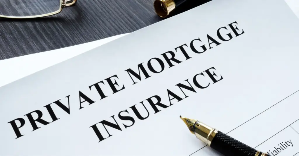 A paper titled "Private Mortgage Insurance" on a desk alongside a pen and an open ink bottle.